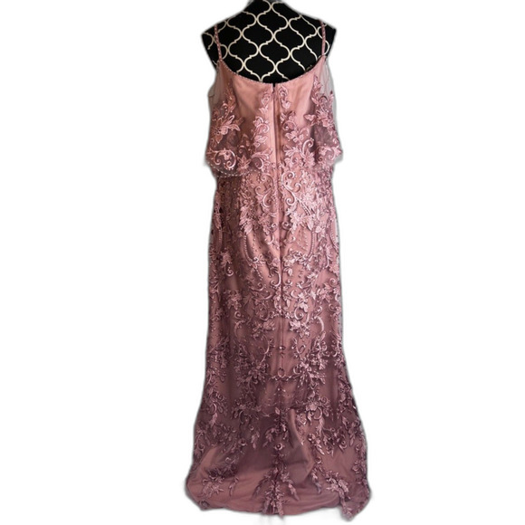 Azazie Norma Pink Lace Overlay Cold Shoulder Formal Dress ALTERED Size** A10/A14 - Picture 16 of 16